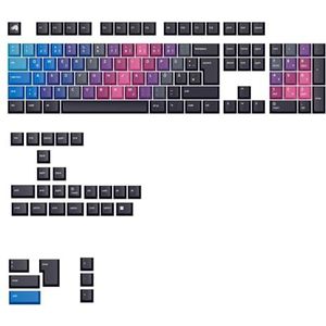 Glorious Gaming Afterparty GPBT Gradient Keycaps, ensemble en PBT pour 135 touches, compatibilité MX, disposition ISO, pour clavier mécanique Windows et MacOS 60%,65%,75%,TKL et 100% allemande QWERTZ
