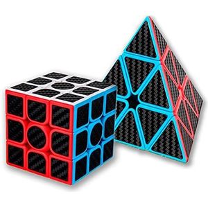 MAGIC SELECT Klassieke magische kubus 3x3 en Meilong Moyu Cubing Classroom Carbon Fiber Piramide, Antislip Sticker met snellere rotatie, gemakkelijk en soepel, beginners en professionals