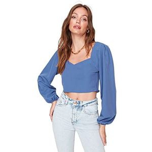 TRENDYOL Chemisier pour femme - Col carré standard - Bleu marine - Taille 38