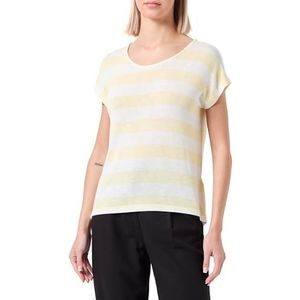 VERO MODA Vmwide Stripe Sl Top Ga Jrs Noos Damestop, Gemengd geel/strepen: sneeuwwit