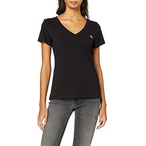 Calvin Klein Jeans V-hals stretch dameshemd, Kleur: zwart