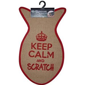 Wouapy - kattenkrabmat - sisalmat - krabmat - designed en trendy - opschrift 'Keep Calm and Scratch' - praktisch en antislip - rood