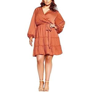 CITY CHIC Robe de grande taille pour femme Pretty Tier, toffee, 50-grande taille