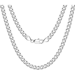 JeweBella Halsketting voor dames en heren van 925 sterling zilver Cubaanse ketting 3,5 mm pantserketting heren lengte 40/45/50/55/60/65/70/75 cm, Sterling zilver