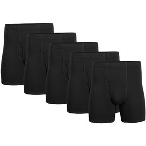 Gildan Boxershorts voor heren, met verborgen tailleband, multipack retroshorts (verpakking van 5), zwart (pak van 5), XL