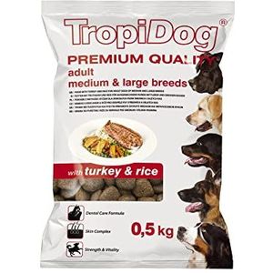 Premium droogvoer voor honden met kalkoen en rijst voor middelgrote en grote volwassen rassen, 500 g