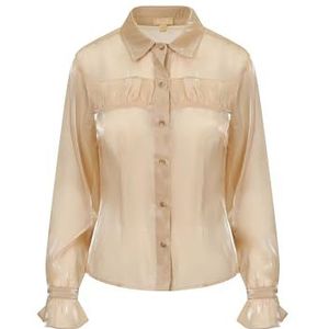 BALOU Organza overhemd voor dames, damesblouse, Goud, 42
