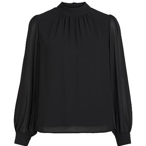 Object Vrouwelijke blouse met hoge hals, zwart.