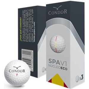 CONDOR Golf SPA V1 Hoogwaardige golfbal, eco-kern, ontworpen voor afstand en controle, Spaanse productie, 3 stuks