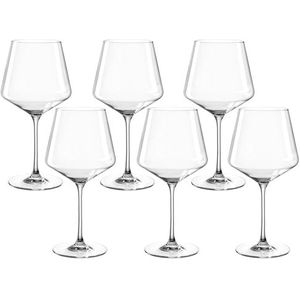 Leonardo Puccini 069555 Rodewijnglazen, set van 6 stuks, vaatwasserbestendig wijnglas, rode wijnkelk met getrokken steel, wijnglazen, 730 ml