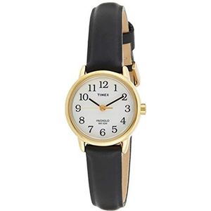 Timex Analoog dameshorloge, leer, Zwart Goud, riem