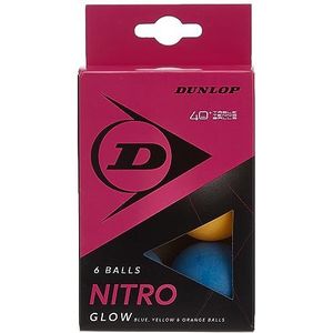 Dunlop Nitro Glow 6 Tafeltennisbal, uniseks, volwassenen, geel/oranje/blauw, één maat