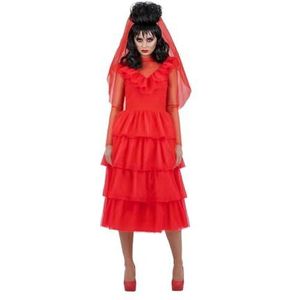 Smiffys 81007 Beetlejuice Lydia bruidskostuum voor dames, rood, maat M 40-42