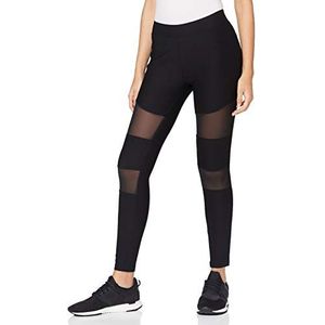 Urban Classics Tech Mesh Rib Leggings voor dames, zwart.