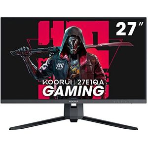 KOORUI gaming monitor, QHD, 27 inch, 144Hz, 1ms, DCI-P3 90% kleurruimte, FreeSync compatibel (2560 x 1440, HDMI, DisplayPort), zwart