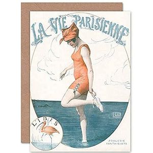La Vie Parisenne Woman Posing as Ibis Magazine Cover Sealed Greeting Card Plus envelop Blank binnen dames tijdschriftendeken afdekking