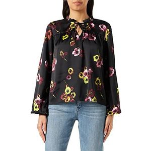 KAFFE Kadonna Blouse Femme, Black Deep/Green Flower Print, 40