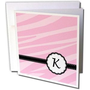 3dRose gc_152131_1 Monogram K wenskaart 15 x 15 cm, 6 stuks, roze