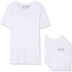 DIM EcoDIM V-hals wit 100% katoen x6 heren T-shirt (6 stuks), Wit.