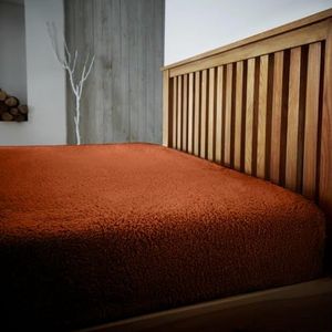 Fleece laken voor super kingsize bed, zeer warm thermohoeslaken, gebrand oranje