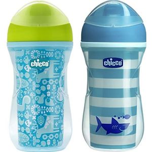 Chicco - Active Tuitbeker - Baby Drinkbeker - Ergonomische Bijtbestendige Tuit - Easy Sips ventiel - BPA-vrij - 266 ml - 14+ maanden - Blauw