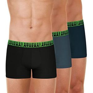 ATHENA Easy Sport Ln15 Boxershorts voor heren, 3 stuks, zwart/grijs/jeans