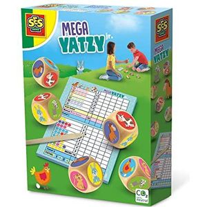 SES creative 02294 - Mega Yatzy Junior - 5 extra grote houten kubussen - tuinspel voor kinderen