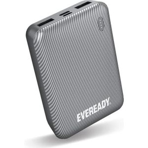 EVEREADY - Externe batterij 10.000 mAh + USB-A/Micro-USB-kabel – externe batterij voor telefoon – zilver
