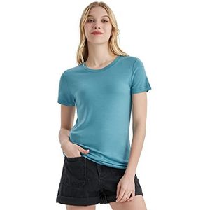 Merino Protect 100% Wol Merinos T-shirts Vrouwen Ronde Hals Korte Mouw Ondergoed Weerstand Geurlaag Basis voor Reizen Wandelen Tshirt, Blauwgroen.