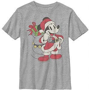 Disney Mickey Mouse Christmas Santa Claus Portrait Boys T-Shirt, grijs gemêleerd Athletic XS, Athletic grijs gemêleerd