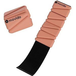 Movido Pols- en enkelgewicht, elk 0,5 kg (2 per set), instelbaar trainingsgewicht voor dames en heren, perfect voor yoga, wandelen, pilates, wandelen, aerobic, beweging (rouge)