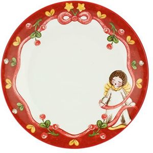 THUN - Sweet Christmas bord met engel – porselein – Line Sweet Christmas – Living, decoratie van het huis – Ø 21 cm