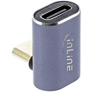 InLine® USB4 USB Type-C mannelijke/vrouwelijke aluminium hoekadapter grijs