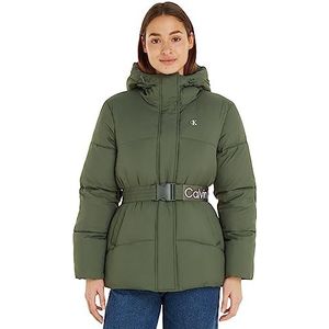 Calvin Klein Jeans Logo Korte riem Puffer Gewatteerde jassen voor dames, Tijm