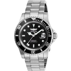 Invicta Pro Diver Kwarts herenhorloge van roestvrij staal - 40 mm., zilver/zwart