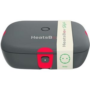 FAITRON HeatsBox Style Elektrische lunchbox voor het verwarmen van levensmiddelen, onderweg, lekvrije roestvrijstalen kom (925 ml), transportdeksel, 90 W, grijs