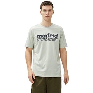 Koton Madrid T-shirt met korte mouwen en ronde hals van katoen voor heren, Groen (786)