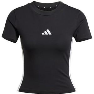 adidas Femme ESSENTIALS 3 STRIPES SLIM BABY T-SHIRT, Black/White, L