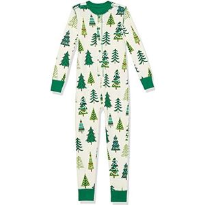Hatley Organic Cotton eendelige pyjamaset voor meisjes, Glow-in-the-dark kerstbomen