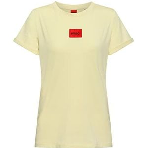HUGO The SlimTee Redlabel Dames Slim T-Shirt Katoen Logo Light Pastelgeel 745 XS, Lichtpastelgeel 745