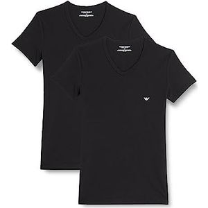 Emporio Armani 2 stuks T-shirt met V-hals voor heren, Zwart/Zwart