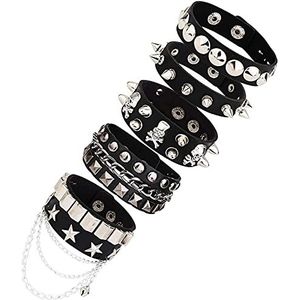 Manfnee Punk Goth Choker Met Hart Hanger - Verstelbare PU-Leren Halsketting