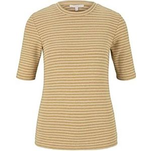 TOM TAILOR Denim Basic T-shirt voor dames met strepen, 27597 - Camel beige gestreept