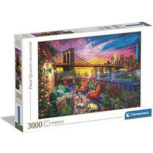 Clementoni Collectie Manhattan Balcony Sunset-3000 stukjes puzzel voor volwassenen, gemaakt in Italië, meerkleurig, 33552