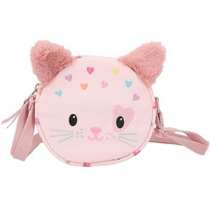 Depesche 12805 Princess Mimi Kitty Love schoudertas roze met gezicht en kattenoren, met verstelbare schouderriem