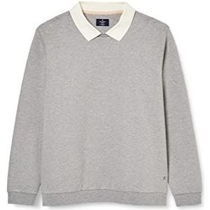 Hackett London Light Grey Marl Collared Crew Sweatshirt voor heren, 3XL, Light Grey Marl