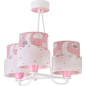 Dalber Plafondlamp, 3 lampen, maan en wolken, roze