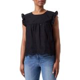 ONLY Onlsilla S/L Frill Top Wvn Noos damesblouse, zwart.