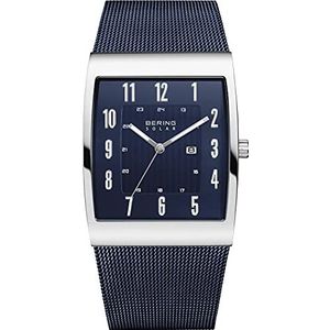 Bering Analoog herenhorloge met roestvrijstalen armband en saffierglas, blauw/zilver, 33, blauw/zilver, Blauw/Zilver, Blauw/zilver