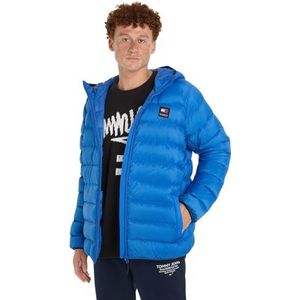 Tommy Jeans Tjm Donsjack met capuchon voor heren, Meridiaanblauw